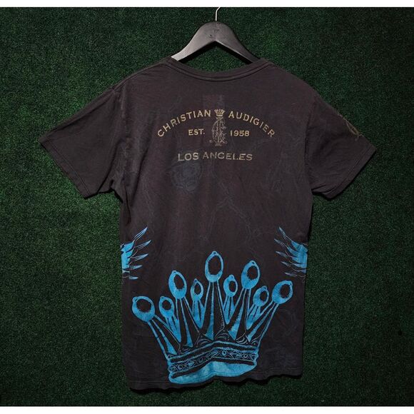 Christian Audigier Eagle Crown Graphic T-Shirt Y2K Designer Los Angeles ed hardy - Picture 2 of 6